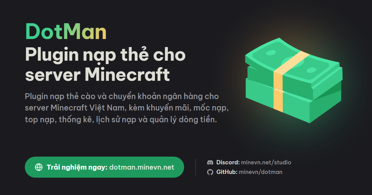 DotMan - Plugin nạp thẻ cho server Minecraft